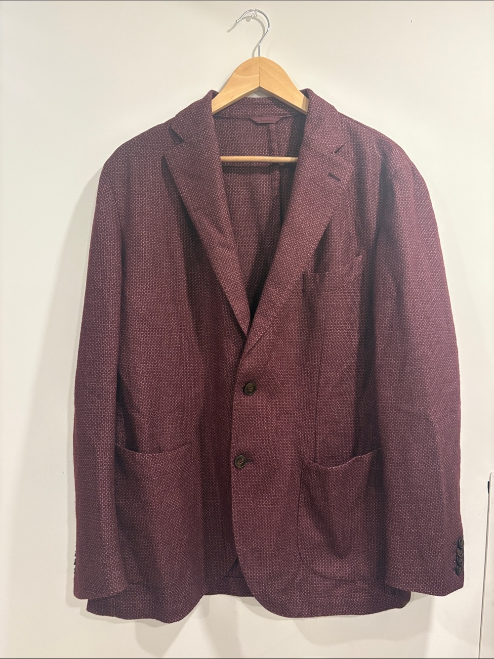 Lubiam Burgundy Textured Two-Button Sport Coat